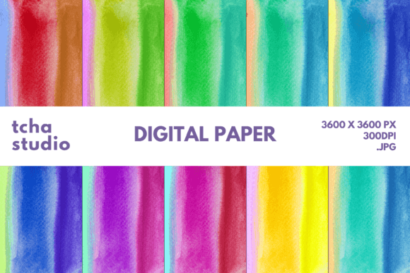 Colorful Vertical Canvas Watercolor Digital Papers