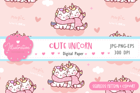 Couple Unicorn Seamless Pattern Paper