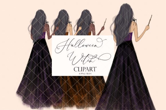 Halloween Witch Clipart. Fashion Girl