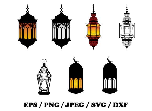 Set of Islamic Arabic Lantens Lamps: A Versatile Design Element for Creative Projects