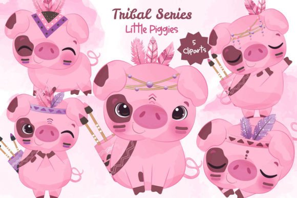 Tribal Series Little Piggies Clipart