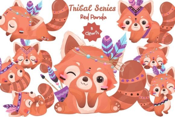 Tribal Series Red Panda Clipart